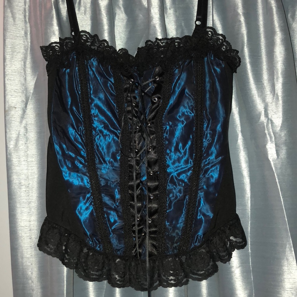 Vintage blue taffeta corset